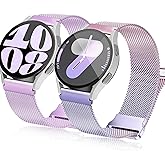 YGTIECS Metal Bands Compatible with Galaxy Watch 7 Band 6 5 4 FE Active 2 40mm/44mm, 20mm Stainless Steel Double Magnetic Strap for 6 Classic/5 Pro 45mm/4 Classic, for Samsung Watch Bands Women Men