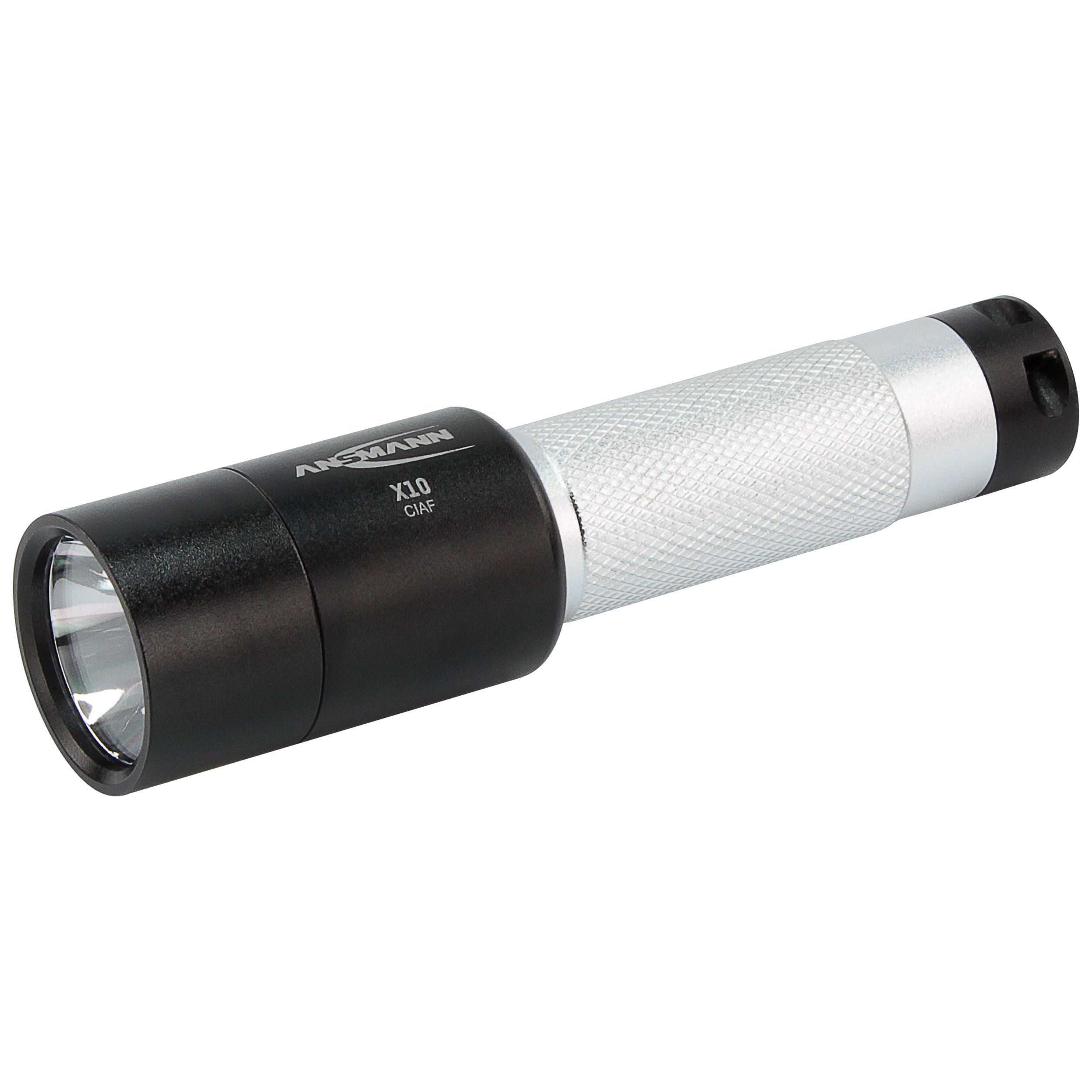 ANSMANN 1600-0153 X10 LED Flashlight Made of Aluminum, incl. 1x AA Alkaline Battery Small and Handy, Aluminium, Silver/Black, 10.4 x 2.6 x 2.6 cm