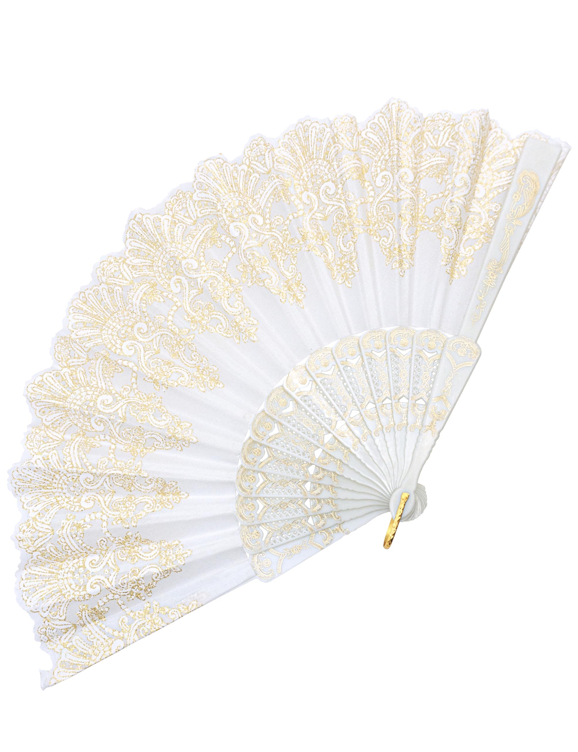 Photo 1 of EOSAU Handheld Chinese Folding Fan Hand Fans for Women Foldable Bulk for Party Wedding Church Dancing (White)