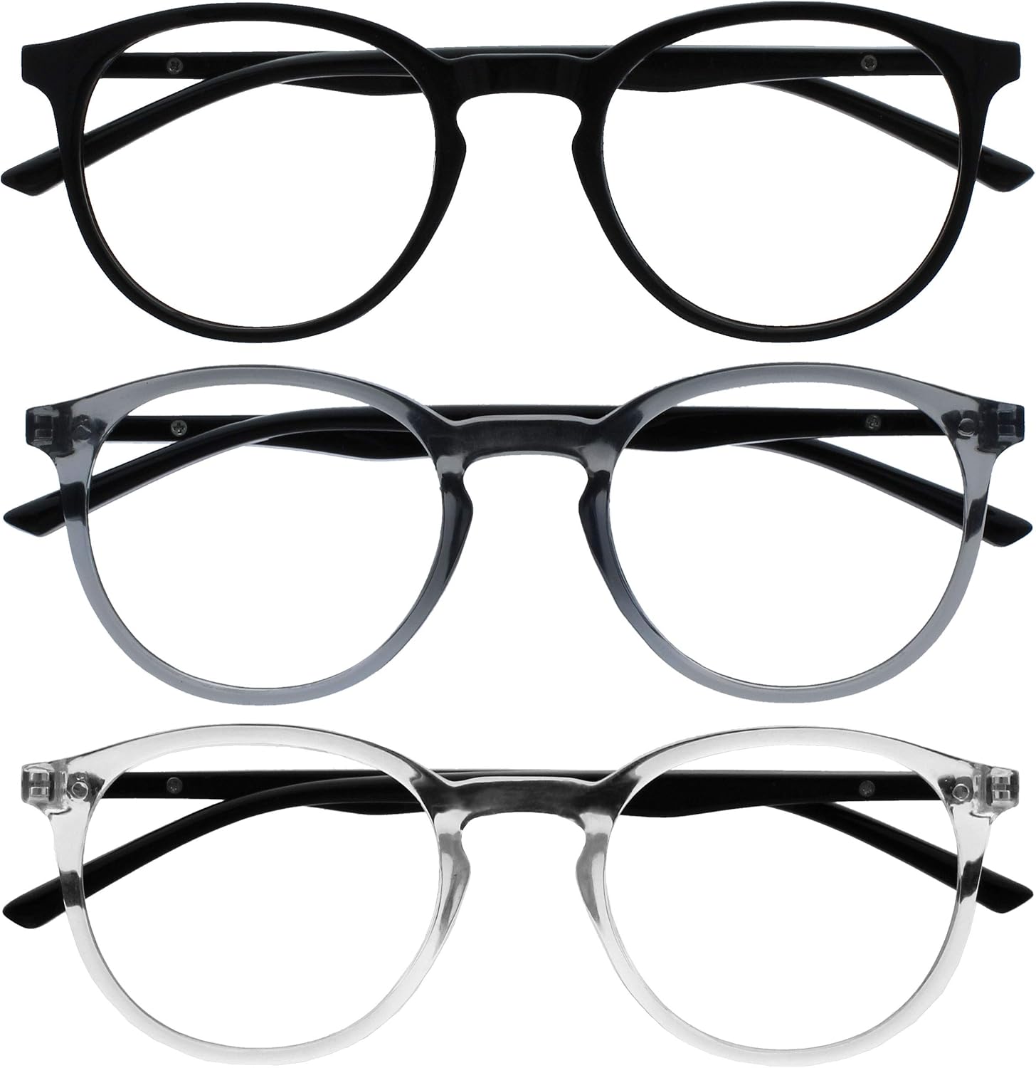 OPULIZE MET Blue Light Blocking Reading Glasses for Women Men Slim Round Frame with Scratch Resistant and Spring Hinges
