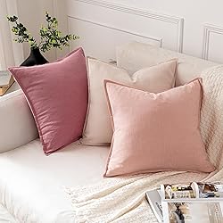 MIULEE Decorative Linen Euro Sham Pillow Covers