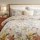 Cozaline 100% Cotton Duvet Cover King Size – Blooming Garden Duvet Cover Set with Zipper Closure & Corner Ties, 3-Piece Silky Soft & Breathable Pastel Floral Bedding Set for All Seasons