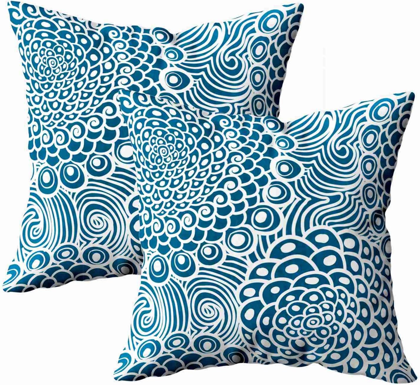 EMMTEEY Animal Skins Pillow Covers, 18x18 Pack 2 Pillow Covers Home Throw Pillow Covers Sofa Animal Pattern Color Abstract Hand Drawn with Waves and Clouds Throw Pillow Square Double Sided Printing