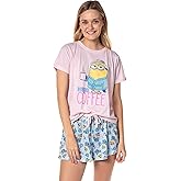 INTIMO Despicable Me Minions Womens' Need Coffee Character Sleep Pajama Set Shorts