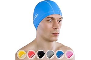 AQTIVAQUA Spandex Swim Cap with Protective Layer // Comfortable Swimming Cap for Women Men Adult and Kids