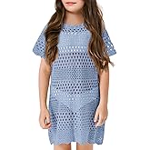 Amarmia Girls Swim Cover Up Crochet Bathing Suit Cover Ups Short Sleeve Summer Beach Dress