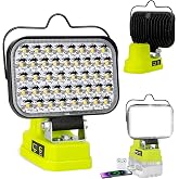 Fiihio Cordless LED Work Light Compatible with Ryobi 18V Battery, 90W 7000LM Flood Light with USB &amp; Type-C, Low Voltage Protection for Garage Outdoor Job Site Lighting (No Battery)