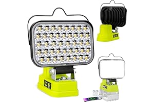 Fiihio Cordless LED Work Light Compatible with Ryobi 18V Battery, 90W 7000LM Flood Light with USB & Type-C, Low Voltage Protection for Garage Outdoor Job Site Lighting (Tool Only)