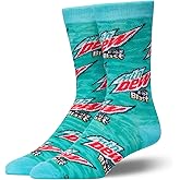 Crazy Socks – Mountain Dew Baja Blast Unisex Design – Novelty Crew Sock – Large – Soft Polyester Blend – Fun Soda-Themed Gift