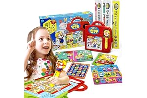 TOYTRON PORORO Korean Alphabet Learning Toys ages 1-3, Preschool Learning 1 2 3 4 5, Sing Along & Learn to Read Alphabet with Smart Pen & 2 Busy Books, Birthday Gift, 뽀로로펜 한글, Little Future Book