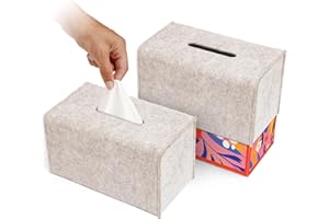 LOTTELI KITCHEN 2 Pack Tissue Box Cover - Decorative Tissue Box Holder - Modern Felt Tissue Box Cover Rectangle - Large Size - Oatmeal