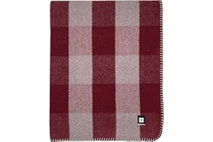 EKTOS Plaid Wool Blanket Camping, 90" x 66", Campfire Blanket, Cold Weather Blanket (Maroon)