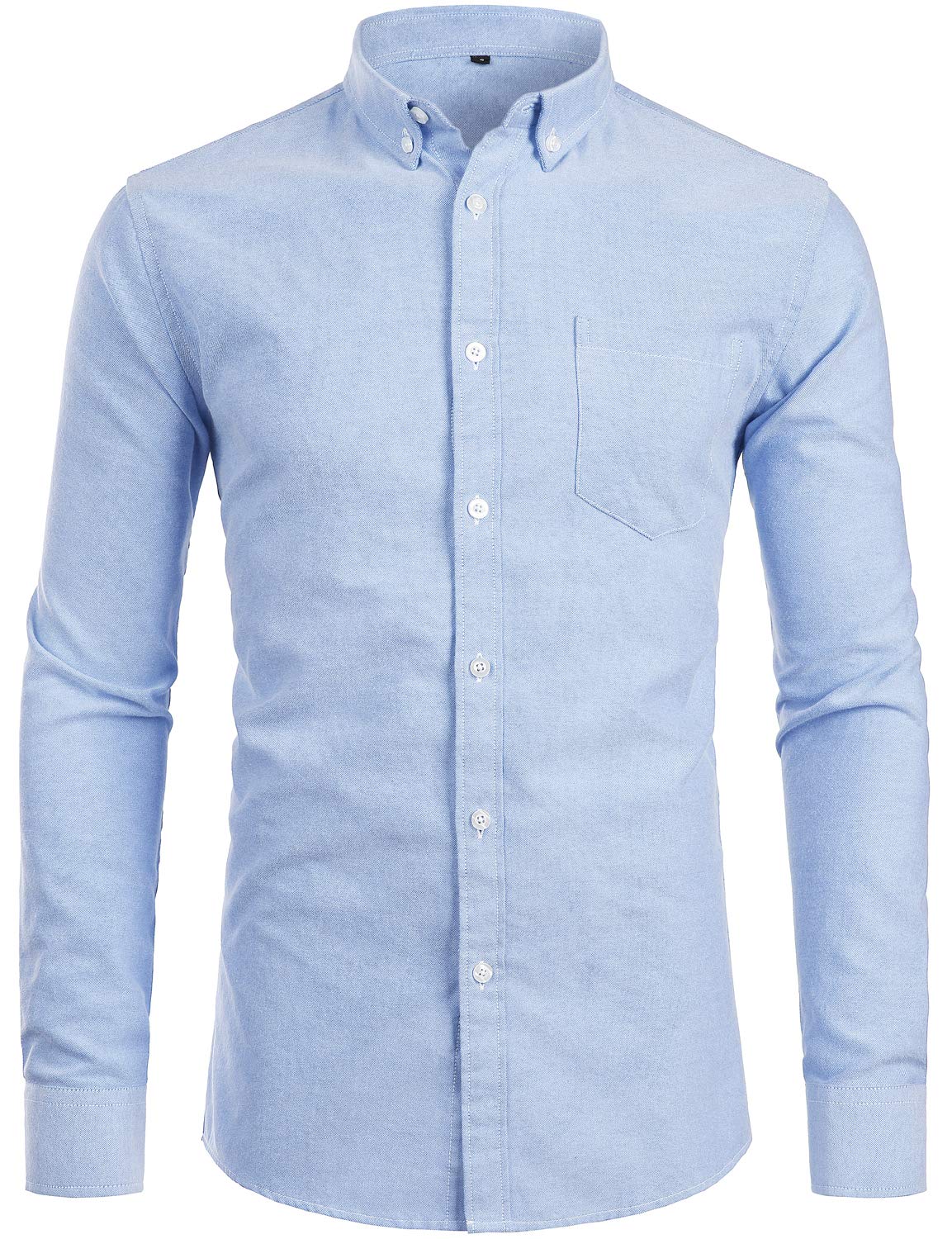 Photo 1 of ZEROYAA Men's Hipster Casual Slim Fit Long Sleeve Button Down Oxford Shirts with Chest Pocket Z111 Light Blue Large