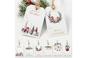 ZICOTO Beautiful Christmas Gift Tags - 48 Watercolor Quality Labels with Rope for Personalizing Your Holiday Presents - Spread Joy and Cheer with These Festive Christmas Name Tag Stickers