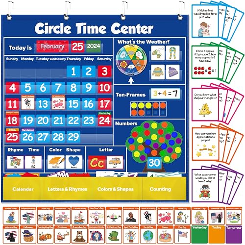 Circle Learning Time Center Pocket Chart Calendar Set, Educational ...