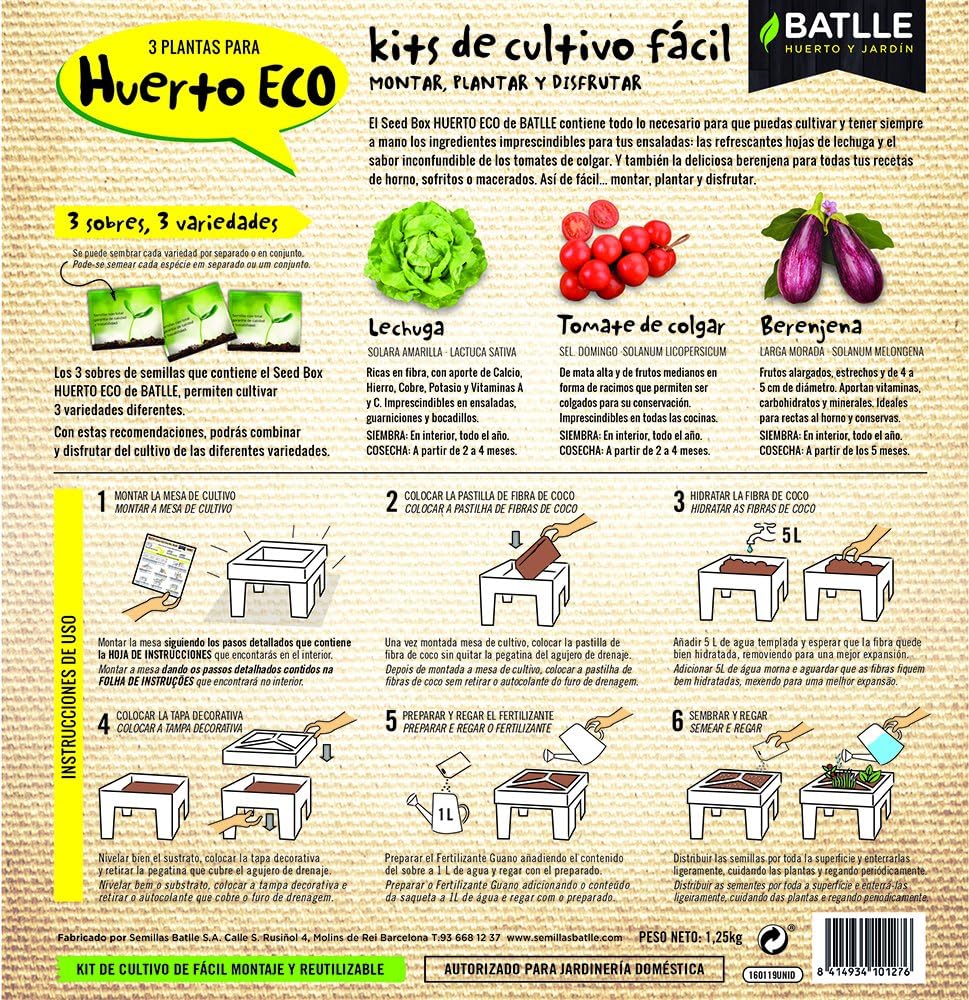 Huerto Urbano - Seed Box Huerto - Batlle: Amazon.es: Jardín