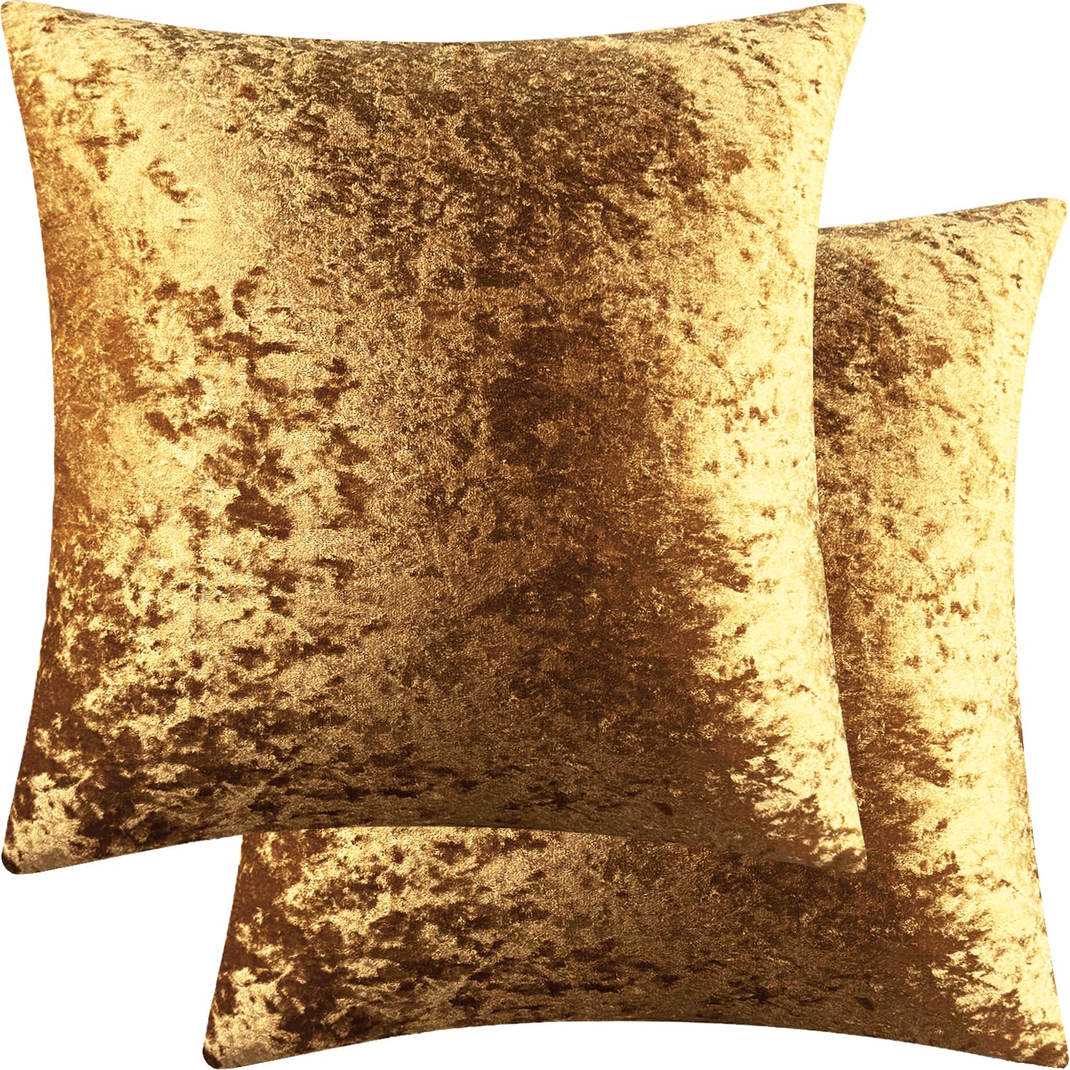 Photo 1 of 2 Pack 18x18 Pillow Cover Velvet Pillow Covers, Square Throw Pillow Covers for Living Room Decorations Throw Pillow Case, Throw Pillow Cover Cushion Cover for Home Sofa Bedroom Car, Dark Gold