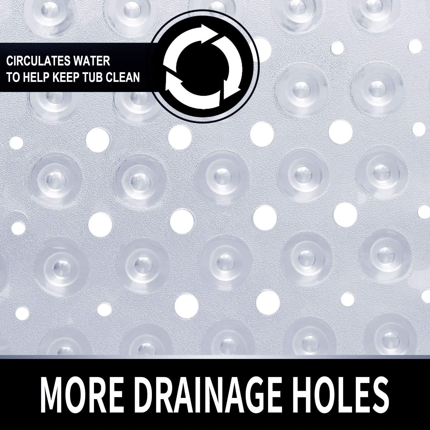 Yimobra 2-Pack Original Bath Tub Shower Mat Extra Long 16 x 40 Inches, Non-Slip with Drain Holes, Suction Cups, Machine Washable, Phthalate Free, Latex Free, BPA Free, Bathroom Mats, Clear: Home & Kitchen