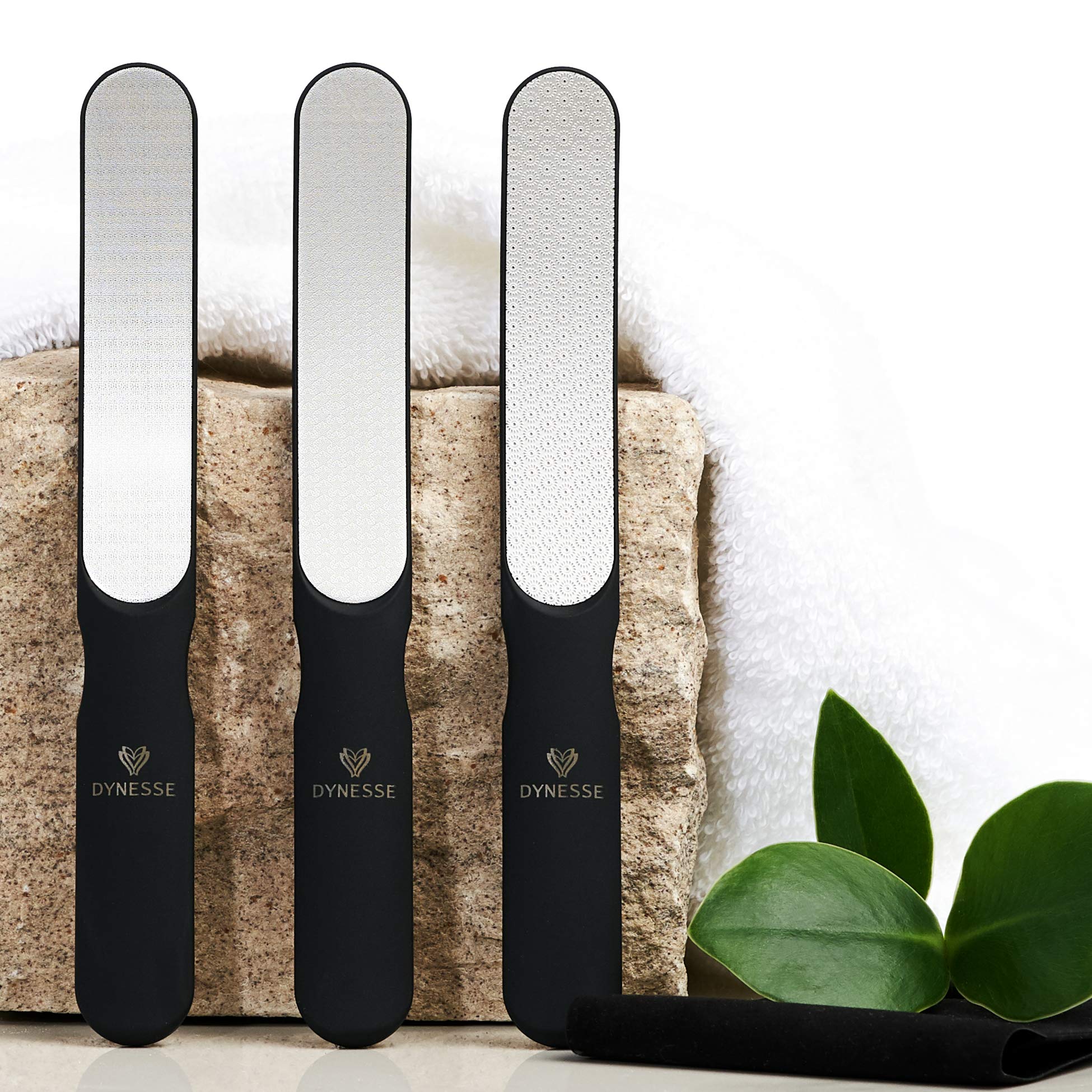 DYNESSE 3 Piece Nail File Set - Coarse, Medium and Fine File Reusable - Used in Pedicure Studios - Stainless Steel with Laser Technology