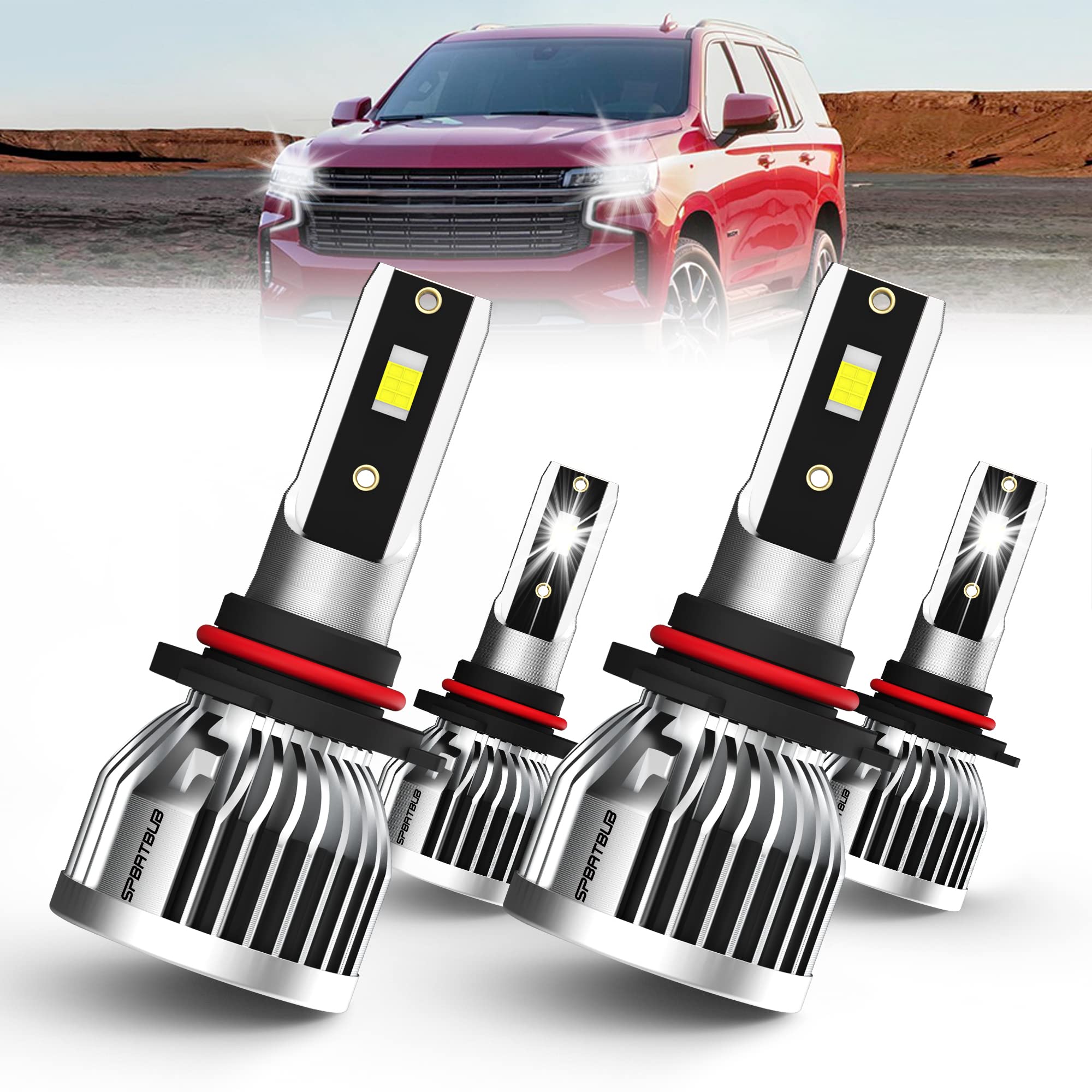 Photo 1 of SPBRTBUB Compatible with 1995-2006 Chevy Tahoe Headlight Bulbs Front Bulb Bright Light Combo, 9005/HB3 high Beams + 9006/HB4 Low Beams, Hi and Lo Beam Combo Set, Pack of 4