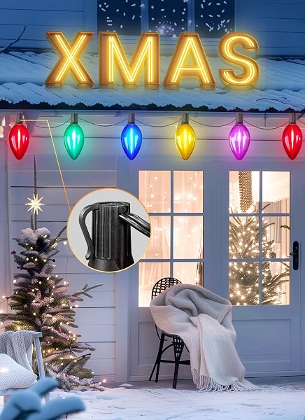 MINETOM SOLAR DOUBLE C9 CHRISTMAS PATHWAY LIGHTS OUTDOOR -16FT 10 LED C9 CHRISTMAS PATHWAY LIGHTS WITH TIMER,8 MODES, SOLAR CHRISTMA OUTDOOR DECORATIONS FOR LAWN WALKWAY OUTSIDE HOLIDAY, MULTICOLOR