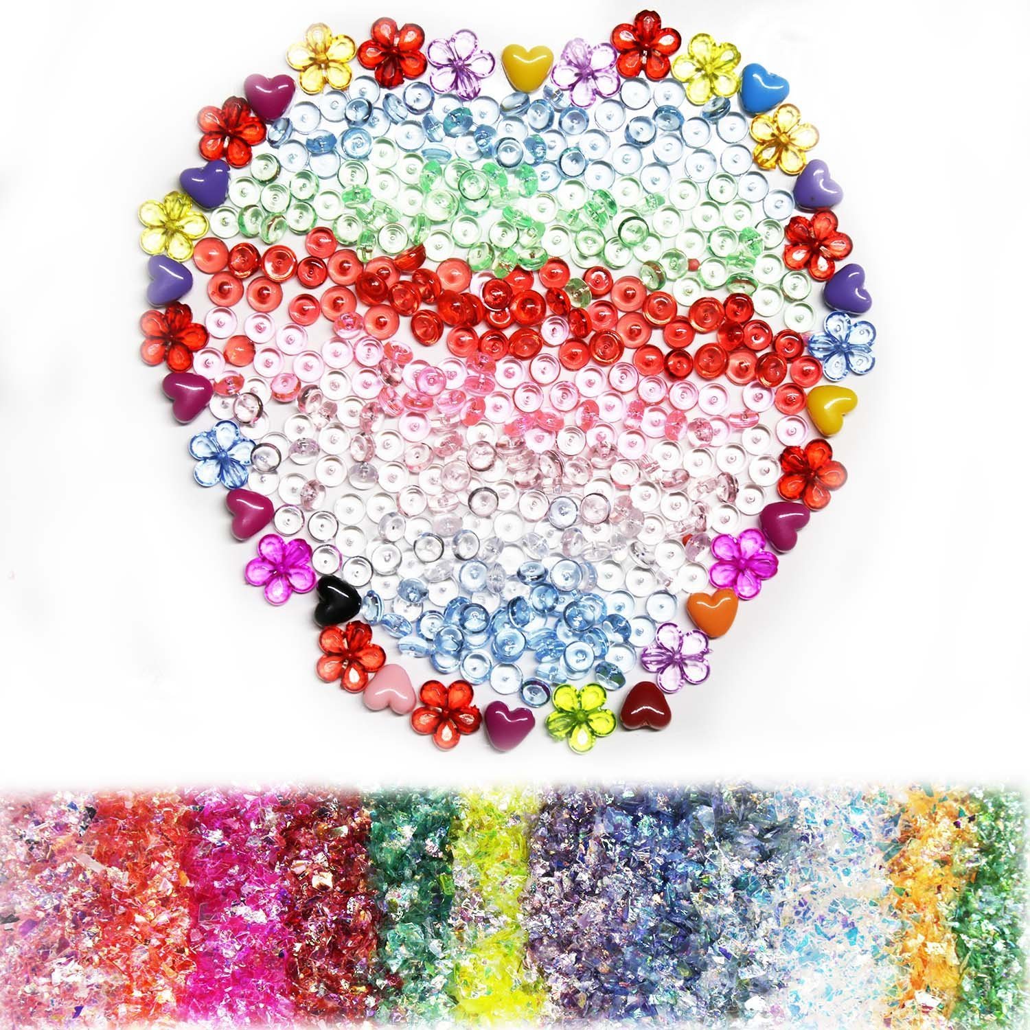 Slime Supplies Kit, 55 Pack Slime Beads Charms, Include Fishbowl beads, Foam Balls, Glitter Jars, Fruit Flower Animal Slices, Pearls, Slime Tools for DIY Slime Making, Homemade Slime, Girl Slime Party