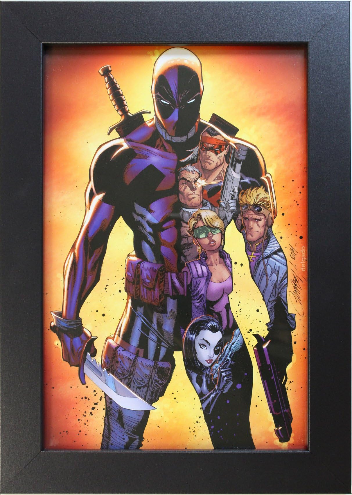 DEADPOOL vs. X-FORCE (VARIANT) ~ 8" X 12" ART PRINT (FRAMED) by J. SCOTT CAMPBELL