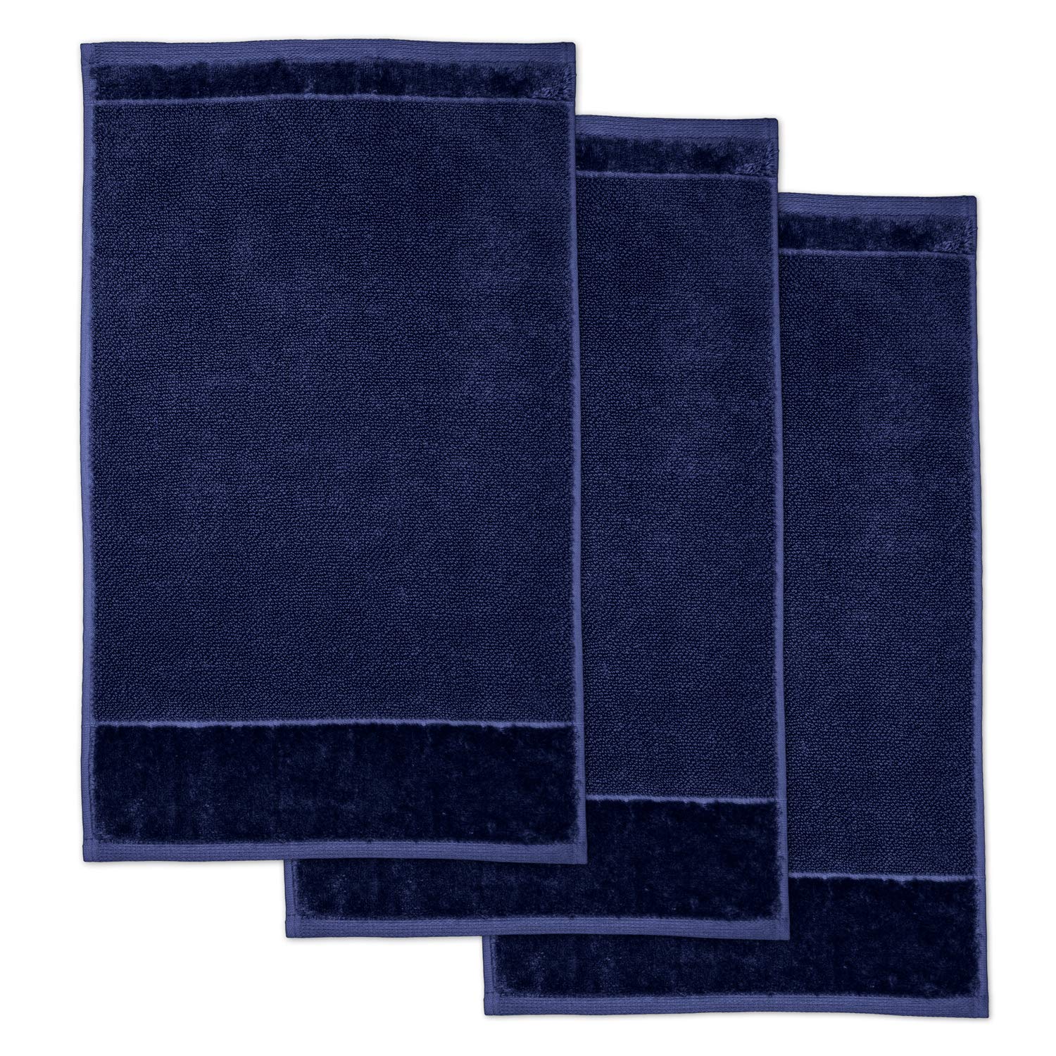 Möve Bamboo Luxe set of 3 guest towels 30 x 50 cm made of 60% cotton / 40% viscose from bamboo cellulose, deep sea