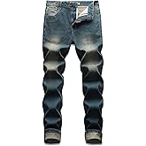 Men's Fashion Stretch Slim fit Jeans Retro Washed Straight Denim Pants