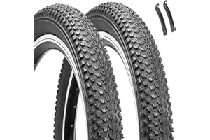 Hycline 2-Pack Mountain Bike Tires: 20/24/26/27.5-inch Folding Replacement Wear-Resistant Butyl Rubber High-Density Bicycle Tires with Tire Levers for MTB Street Trail Adventures