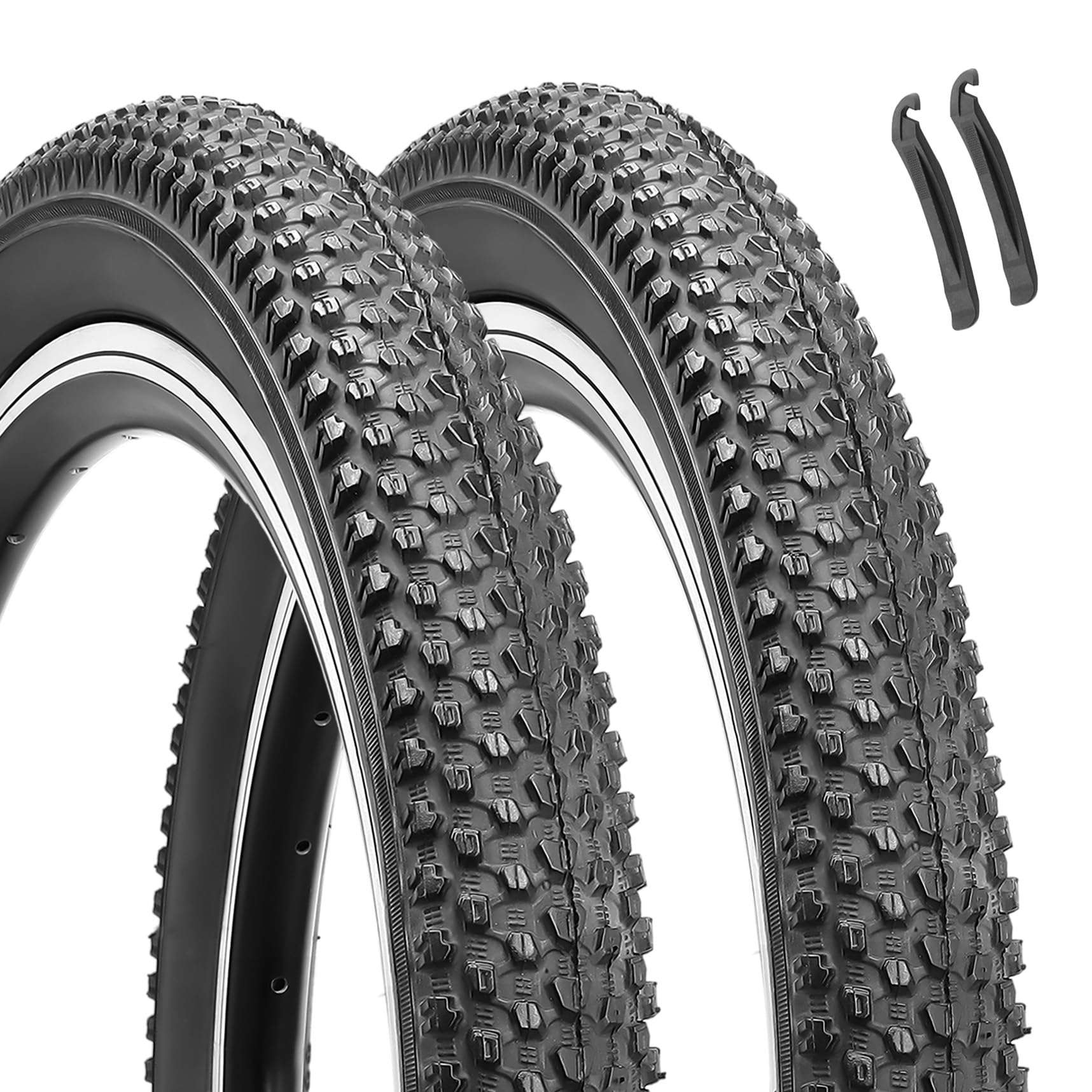 Photo 1 of 2-Pack 20-inch Mountain Bike Tires: Hycline 20x2.125 inch (57-406mm) Folding Replacement Puncture-Resistant Bicycle Tires with Pair Tire Levers for MTB Off-Road Bike