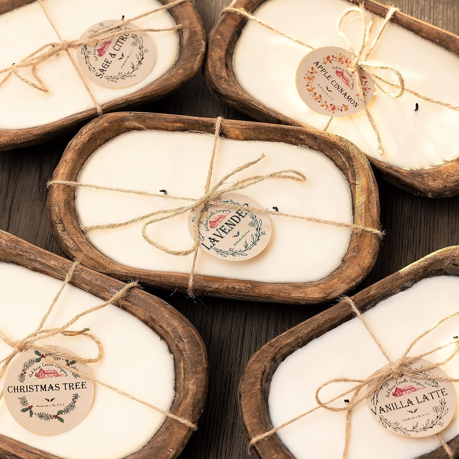 Photo 1 of Red Barn Candle Company Wood Dough Bowl Candles | 100% Natural Soy Wax & Essential Oil Infused | Odor Eliminating + Pet Safe | Scented Candle Gifts for Men & Women (3-Wick, Lemon Verbena)
