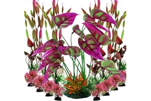 PietyPet Aquarium Decorations Plants, 20pcs Aquarium Decor Colorful Plants, Fish Tank Accessories, Fish Tank Plant Plastic Decoration for Aquariums, Small to Large
