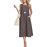 MOLERANI Womens Summer Midi Casual Dresses with Pockets 2026 - Sleeveless, Crewneck, Sundress, Vacation, Beach, Travel
