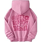 WDIRARA Girl's Cartoon Letter Graphic Print Hoodie Long Sleeve Sweatshirt Pullovers
