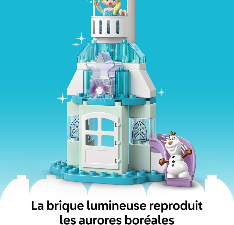 Duplo │ Disney La Fête d’Anna et Elsa au Château de Glace - Jeu Éducatif avec 5 Figurines Dont Olaf & Bébé Sven - Inclut Une Brique Lumineuse - Cadeau Enfant : Fille ou Garçon dès 2 Ans 10455 — photo 5 sur 8