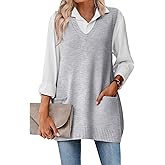 Zeagoo Women's Sweater Vest 2026 Oversized Sleeveless V Neck Pullovers with Pocket Knitted Fall Outfits