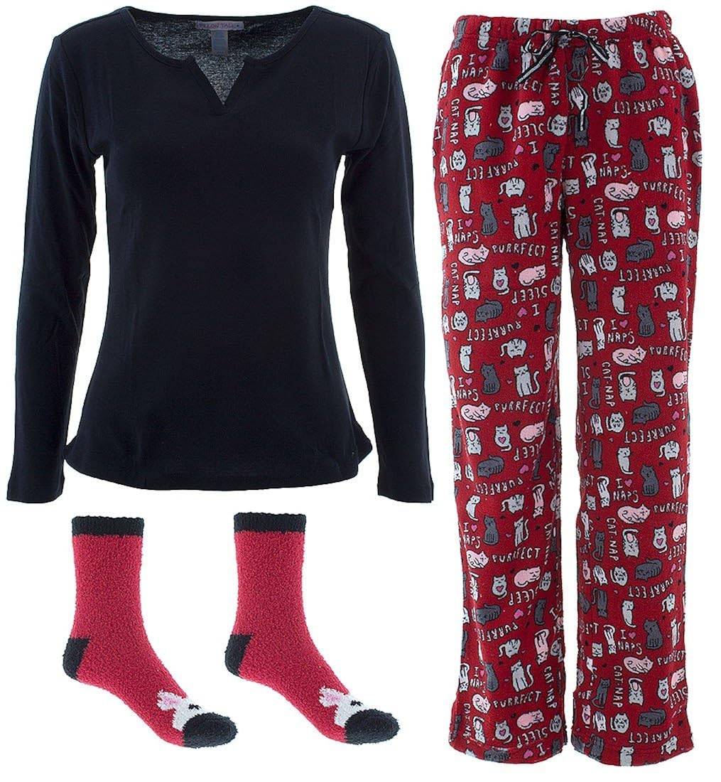 Pillow Talk Women's 3Piece Pajamas with Socks Red Amazon.co.uk