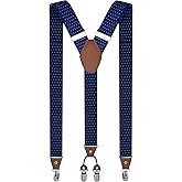 trilece Mens Suspenders Solid Straight Clip Adjustable Y Back Costume Wedding Prom Tuxedo Dress Suspenders