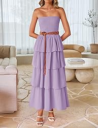 ZESICA Women‘s Summer Boho Strapless Maxi Dress