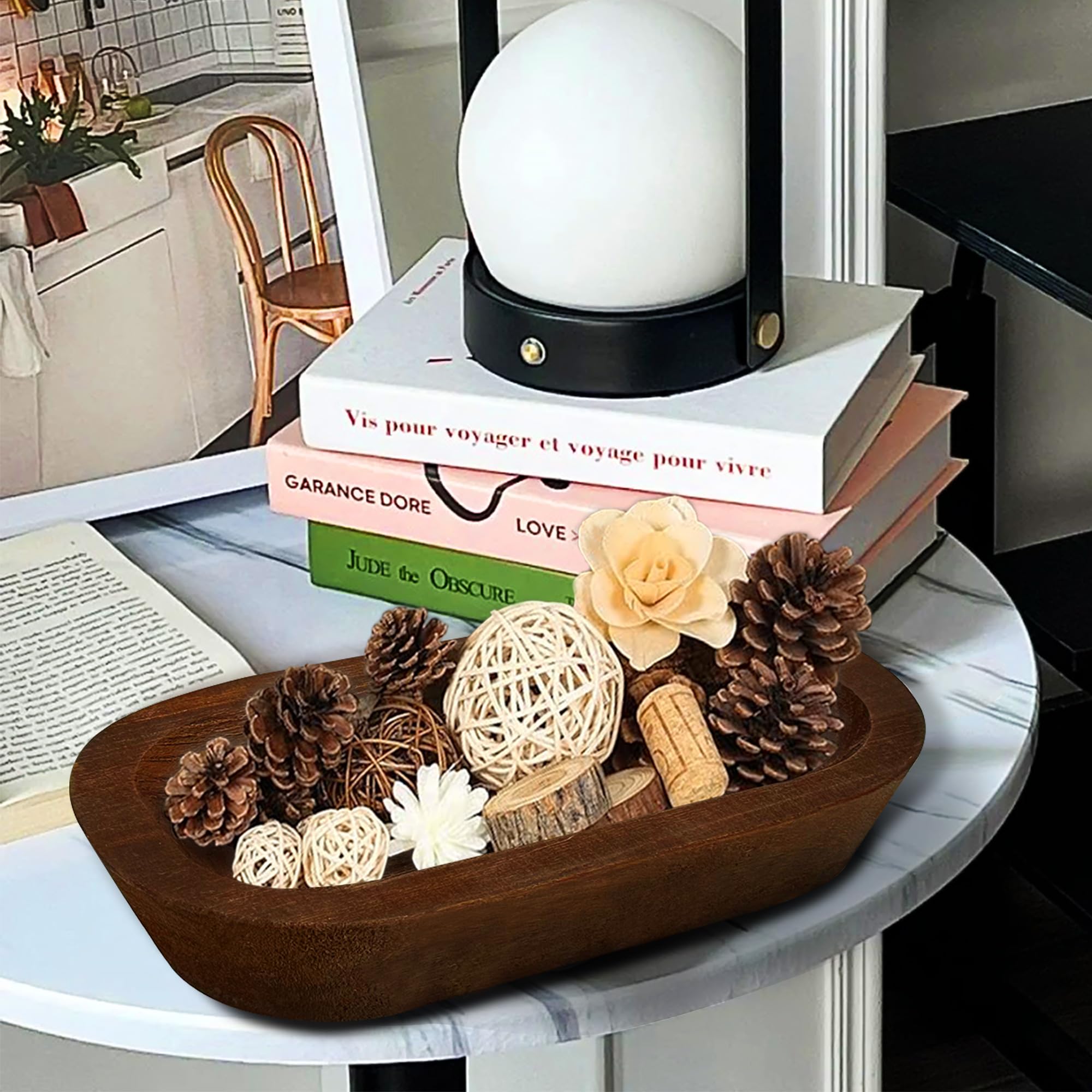 Royxen 8 Pack Wood Dough Bowl, Wooden Dough Bowls Paulownia, Rustic Bowl Vintage, Bowls for Candle (Brown, 9.7" x 6") - Image 4