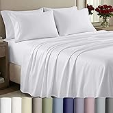 California Design Den White Queen Sheet Set Deep Pocket - 1000 Thread Count Sateen, Thick and Natural 100% Cotton Bedsheets, Durable Bedding Set - White