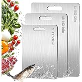 Titanium Cutting Board Set of 3,100% Pure Titanium Cutting Boards for Kitchen, Double Sided Food-Grade Chopping Board for Cutting Meat Vegetable Fruit, Dishwasher Safe