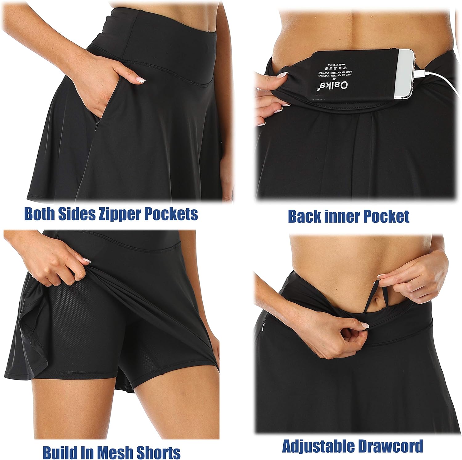 Oalka Women's Pleated Skirt with Pockets High Waist Sports Athletic Running Shorts Golf Tennis Skorts at  Women’s Clothing store