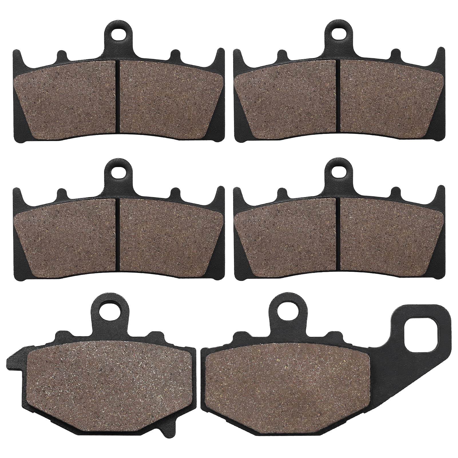 Cyleto Kevlar Carbon Brake Pads for Kawasaki ZX-6R, ZX-9R 1998-2002, Rear & Front, 3 Pairs