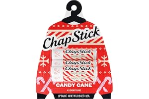 ChapStick Candy Cane Flavored Lip Balm Sticks, Holiday Gift Set, 4-Pack | 0.15 oz Each, Limited Edition Seasonal Stocking Stu