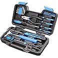 CARTMAN 39piece Cutting Plier Tool Set General Household Kit with Plastic Toolbox Storage Case Blue