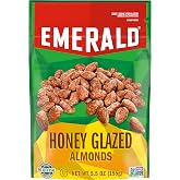 Emerald Honey Glazed Whole Almonds, 5.5oz Resealable Bag | Non GMO, No Artificial Preservatives, Flavors or Synthetic Colors, Plant Based Protein, Kosher Certified, Sweet &amp; Salty Snack