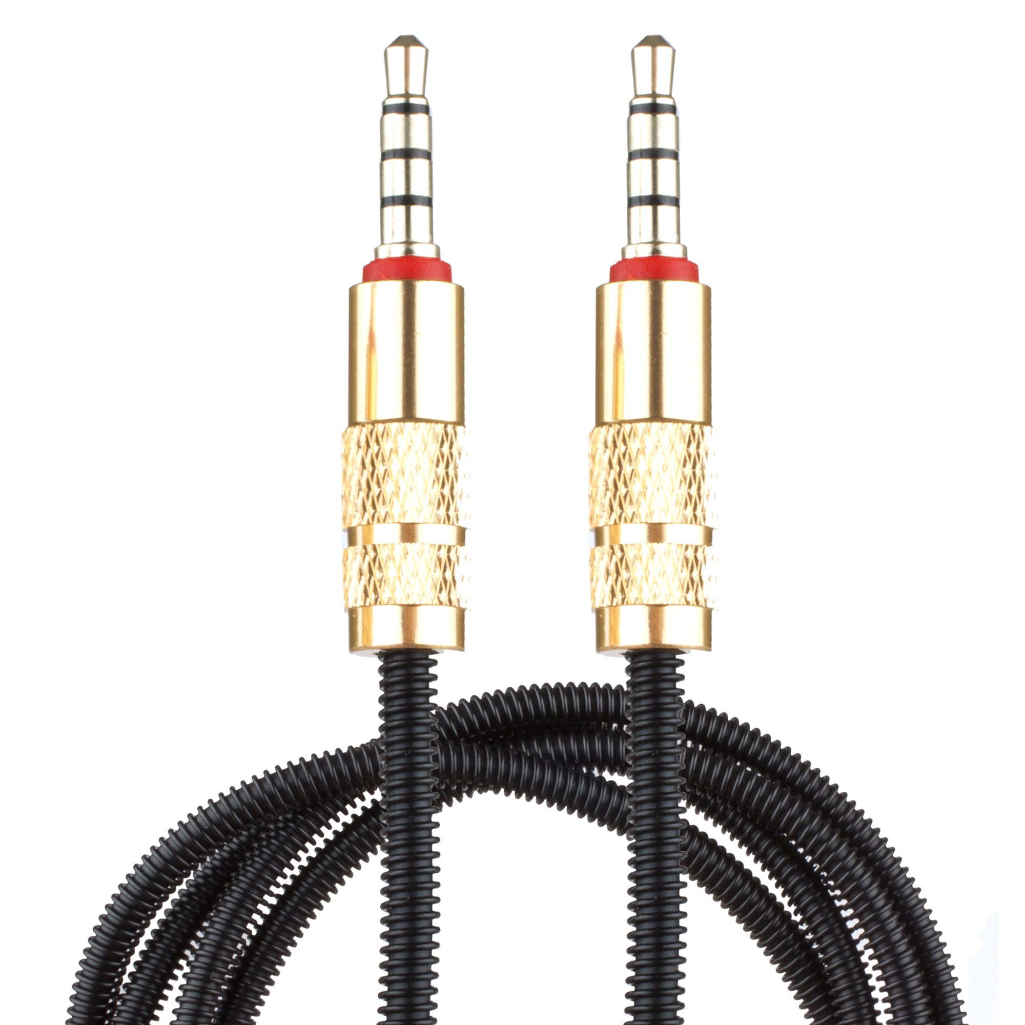 Lilware Braided Audio Cable with Metal Plated Jack and 3.5 mm to 3.5 mm AUX Cord - Black