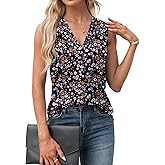 Agnes Urban Womens V Neck Tank Tops Dressy Summer Sleeveless Shirts Casual Loose Tunic Tops Blouses T Shirts